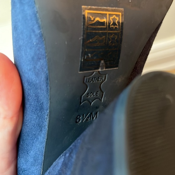 Tory Burch Lucia Suede HIGH HEEL Pump BLOCK BLUE ROUND TOE - Picture 5 of 5